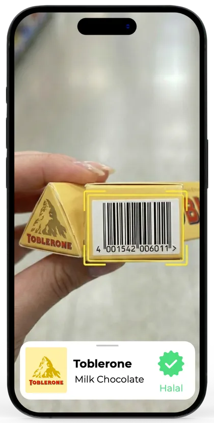 Tayib App Interface scanning ingredients to detect haram ingredients E120 or Pork and verifying if the product is Halal