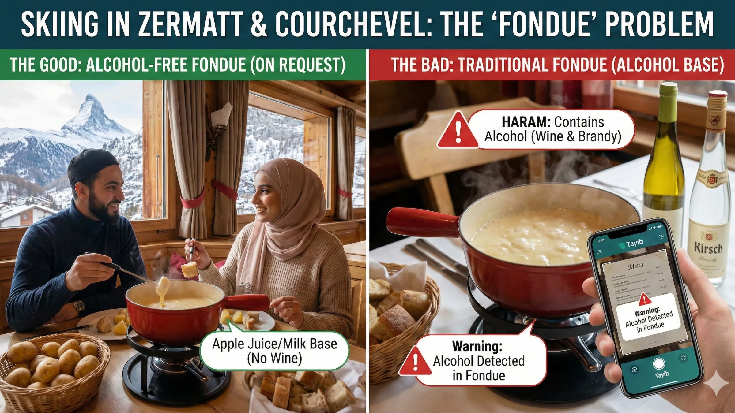 Skiing in Zermatt & Courchevel: The 'Fondue' Problem